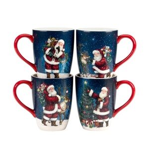 Certified International Santa's Secret 4 Mugs‎ Set